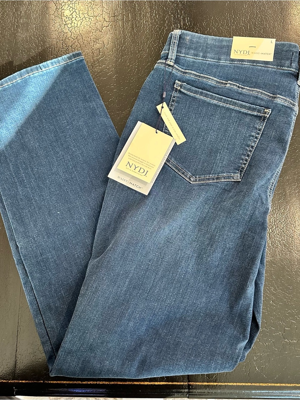 NWT NYDJ Waist-Match Marilyn Straight Leg Jeans Medium Wash Large